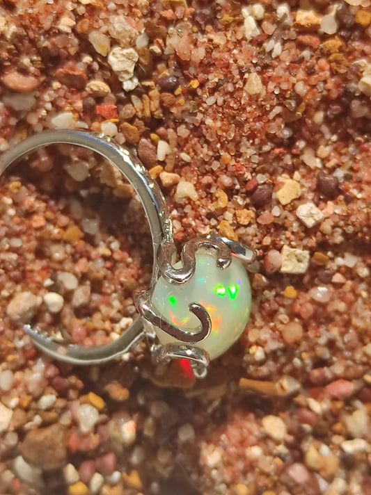 Bague Opale éthiopienne et argent sterling réglable